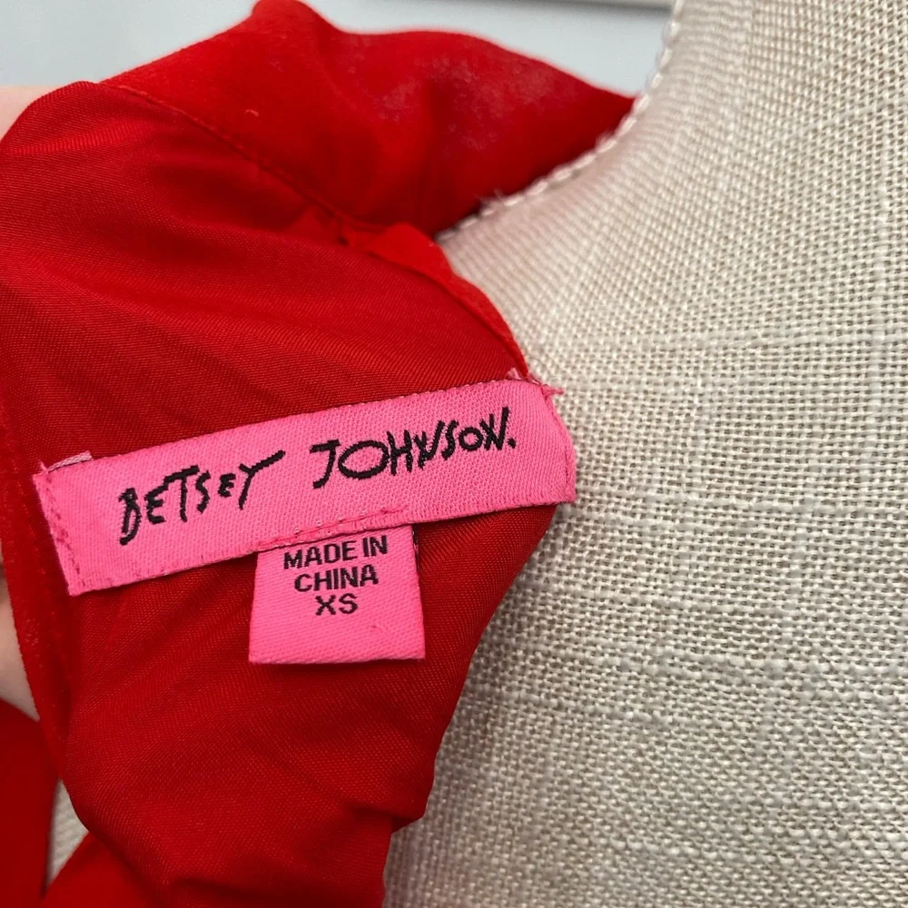 BETSEY JOHNSON XS RED PLEATED ACCORDION TIE BOW NECK DRESS - Picture 7 of 7